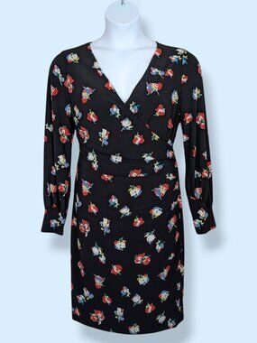 Lauren Ralph Lauren Black Floral Wrap Dress